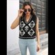thumbnail image 5 of Suéter de Punto Sin Mangas con Cuello en V para Mujer, Chaleco con Estampado de Calaveras, Top Corto Sin Mangas Negro L, 5 of 10