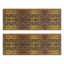 Kitchen Rugs Sets Of 2,Boho Golden Ethnic Pattern Anti Fatigue Kitchen Mat Rugs Non Slip Washable,Decorative Kitchen Floor Mats for Kitchen,Sink,Laundry,17"X47"