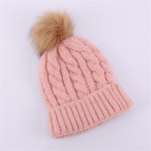 Women's Winter Pompom Beanie Hat Warm Fleece Lined Thick Slouchy Snow Cable Knit Skull Ski Cuffed Caps