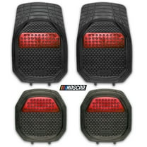 NASCAR Elite Car Floor Mats – 4-Piece Set | Heavy Duty All-Weather Rubber | Universal Trim-to-Fit for Car, Truck, & SUV | Traps Dirt, Snow & Water