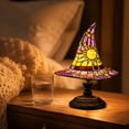 thumbnail image 6 of Stained Glass Witch Hat Lamp,Handcrafted Retro Resin Witch Lamp,USB Powered Gothic Wizard Hats with Sun and Star Details for Bedroom, Shelf and Halloween Decor, 6 of 8