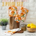thumbnail image 3 of PREMIUS 3 Piece Printed Kitchen Linen Set, Orange, 1 Cotton Towel, 1 Pot Holder, 1 Oven Mitt, 3 of 4