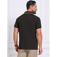 thumbnail image 3 of DARING DIVA Men's Contrast Trim Short Sleeve Button Closure Polo Shirts M Black, 3 of 7