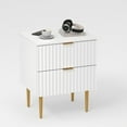 thumbnail image 6 of GarveeHome Modern Fluted Nightstand with Charging Station & 2 Drawers, Gold & Wood Bedside Table with USB Ports & Outlets, White, 6 of 8