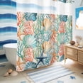 thumbnail image 5 of No Hook Shower Curtain, Coastal Beach Shower Curtains for Bathroom with See Through Top Window, Nautical Summer Coral Starfish Shell Waterproof & Washable Bath Curtain Standard 72"x72", 5 of 9