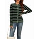 thumbnail image 1 of Suéteres Tipo Cárdigan para Mujer, de Rayas, con Botones Al Frente, de Punto, Abrigo Corto de Otoño. Verde y Negro XL, 1 of 8
