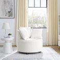 thumbnail image 3 of Loop Yarn Upholstered Accent Swivel Chair for Living Room Bedroom, with Movable wheels, Including 3 pillows, Beige, 3 of 10
