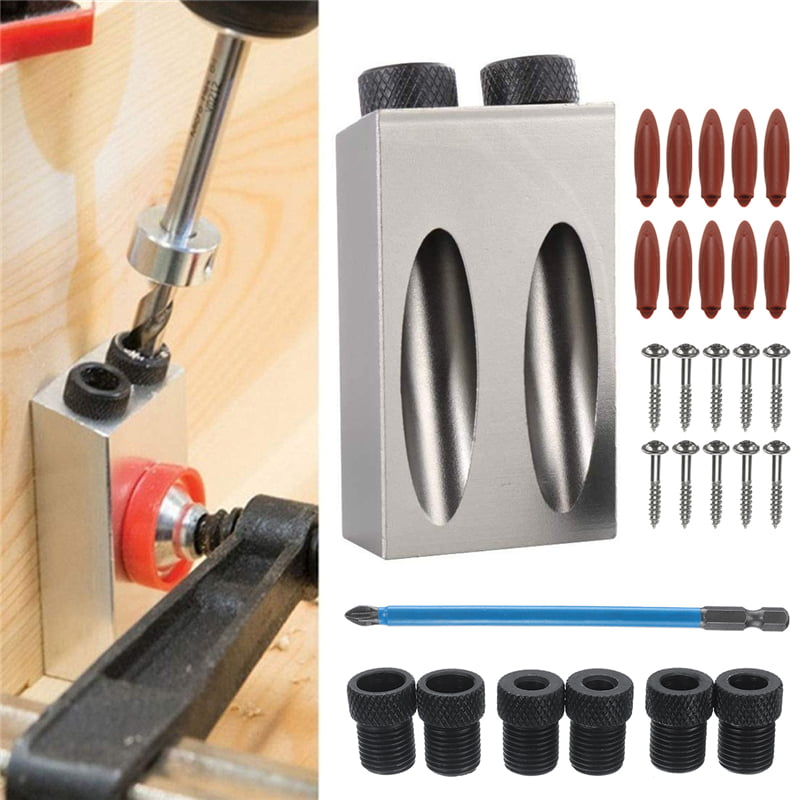 8pcs 15 Degree Hole Angle Drilling Locator Woodworking Oblique Drill Guide Kit 