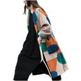 thumbnail image 2 of Long Wool Trench Coat Women,Womens Lapel Peacoat Winter Double-Breasted Retro Printed Outerwear Mid Long Jacket Casual Trench Coat, 2 of 9