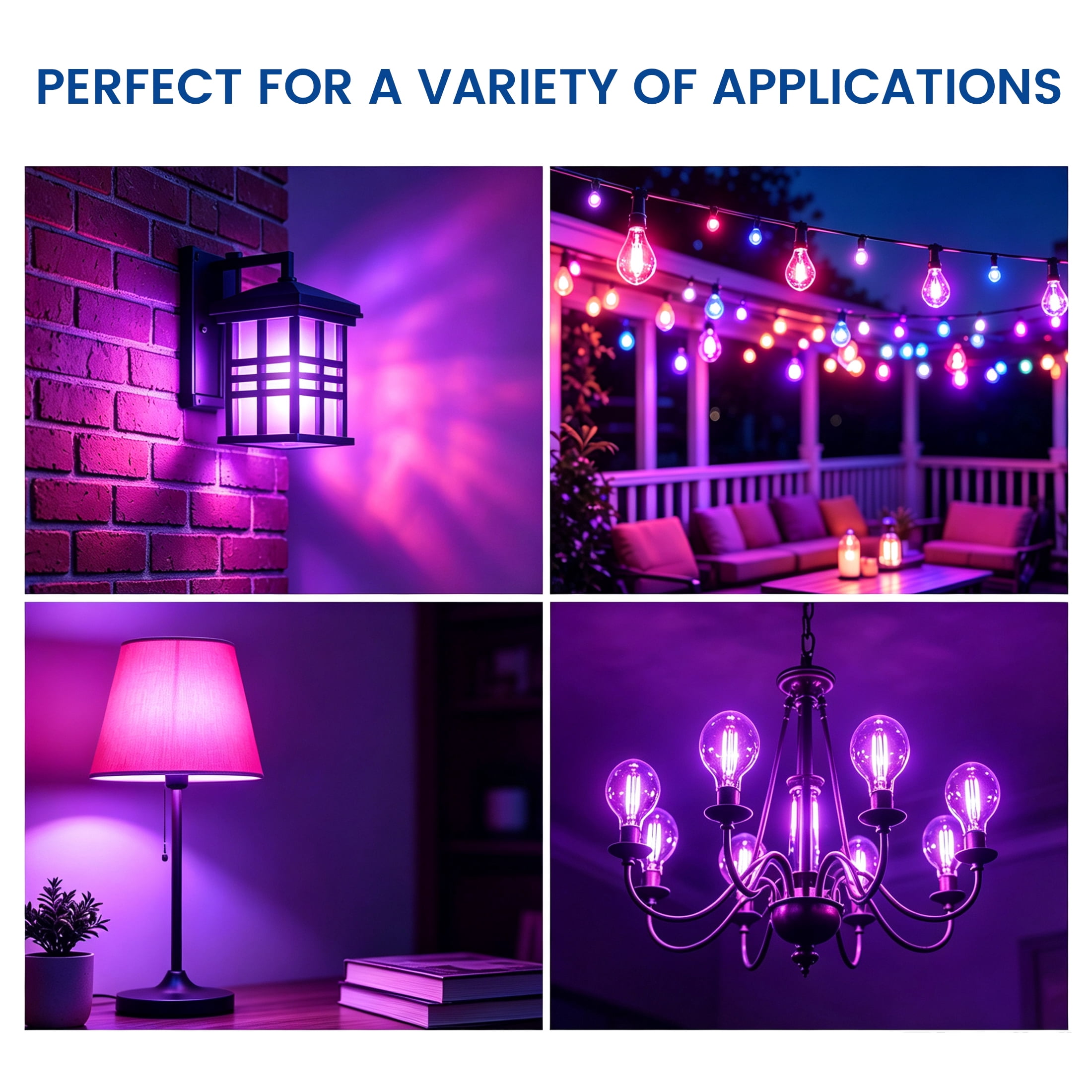 Great Value LED Violet Color Light Bulb, A19, E26 Medium Base, 7.5 Watts, Non-Dimmable, 2-Pack