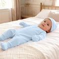 thumbnail image 4 of ShomPort Newborn Boy Girl Clothes Warm Cotton Romper Long Sleeve Jumpsuits with Mittens Hats Sets 0-12 Months, 4 of 5