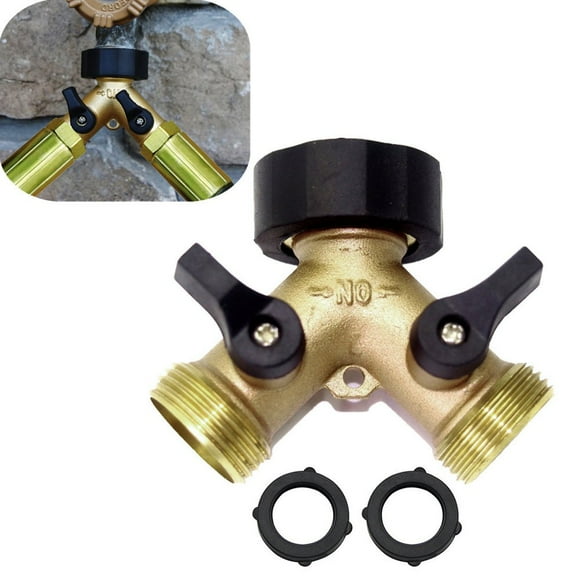 Robinets pour Femme Robustes de Jardin Séparateur de 2 Tuyaux Connecteur Solide Y Robinets en Laiton Séparateur de Tuyau d'Eau Robuste pour Usage Extérieur Construction Durable Installation Facile