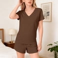 thumbnail image 3 of EnJoCho Girls 2 Piece Summer Outfits Tween Short Sleeve V Neck T Shirt Elastic Waist Shorts Matching Set Pockets Casual Beach Sets, 3 of 9