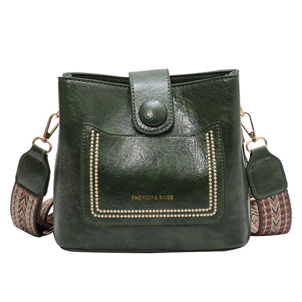 Bolso tipo cubo para mujer, bolsos casuales de cuero PU, bolsos de hombro de viaje de gran capacidad