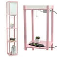 thumbnail image 2 of Simple Designs 62.5" 3-Shelf Etagere Organizer Storage Floor Lamp w/ USB Ports, Charging Outlet, Light Pink, 2 of 11