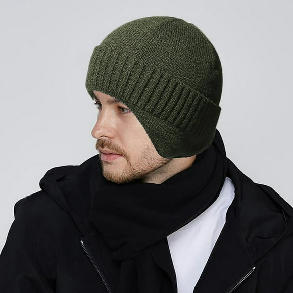 Men Women Winter Knitted Hat Warm Fleece Earflaps Windproof Outdoor Sport Cycling Beanie Hat