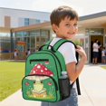 thumbnail image 4 of Jeiento Frog Preschool Backpack for Toddler Boys 3-5, Mushroom 13.5 Inch Kids School Bag, Lightweight Bookbag with 2 Front Zipper Pockets, Green, 4 of 7