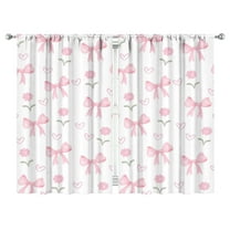 Pink Bow Curtains-blackout Curtains Bedroom Decor Living Room Darkening Grommet Window Drapes 2 Panels Set 52"x 84"