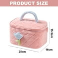 thumbnail image 2 of Bolsa de cosméticos de pana, linda bolsa de almacenamiento de nicho para mujeres, bolsa de almacenamiento de cosméticos portátil de gran capacidad, rosa, 2 of 5