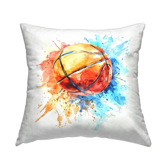 Stupell Industries Basketball Chromatic Splash Decorative Printed Throw Pillow Design by LSR Design Studio.