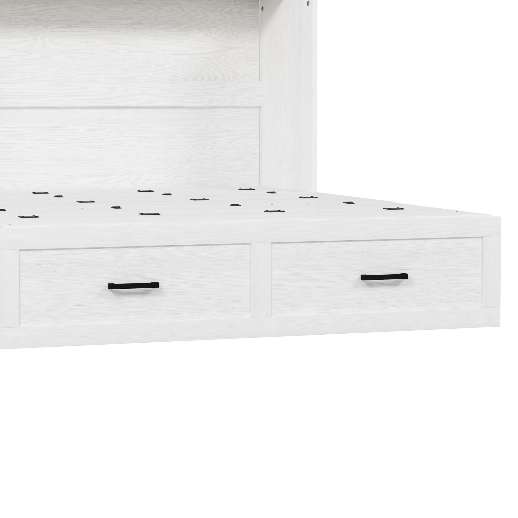 Noble House Queen Size Farmhouse Murphy Cabinet Bed with Charging Station and Storage Drawer, Foldable Platform Bed,White