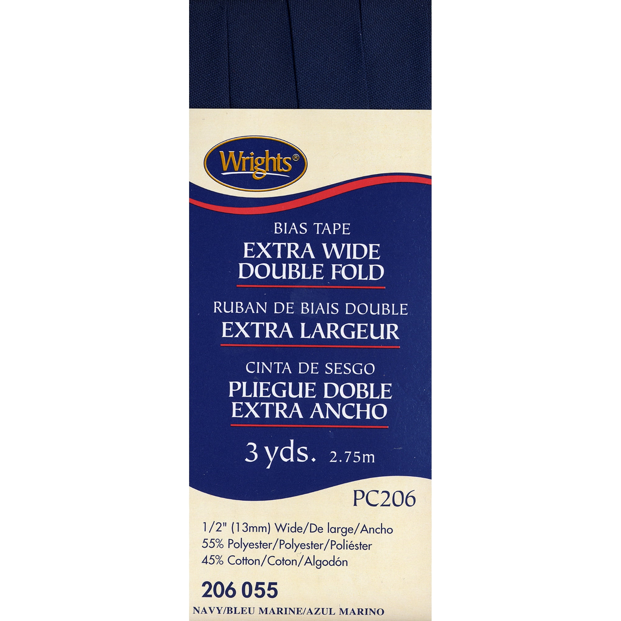 3-Yard Wrights 117-206-055 Extra Wide Double Fold Bias Tape Navy