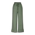 thumbnail image 5 of cocolona Womens Wide Leg Pants Elastic High Waist Ruffle Flowy Pants Baggy Sweatpants Solid Color Lounge Trousers with Pockets, 5 of 7