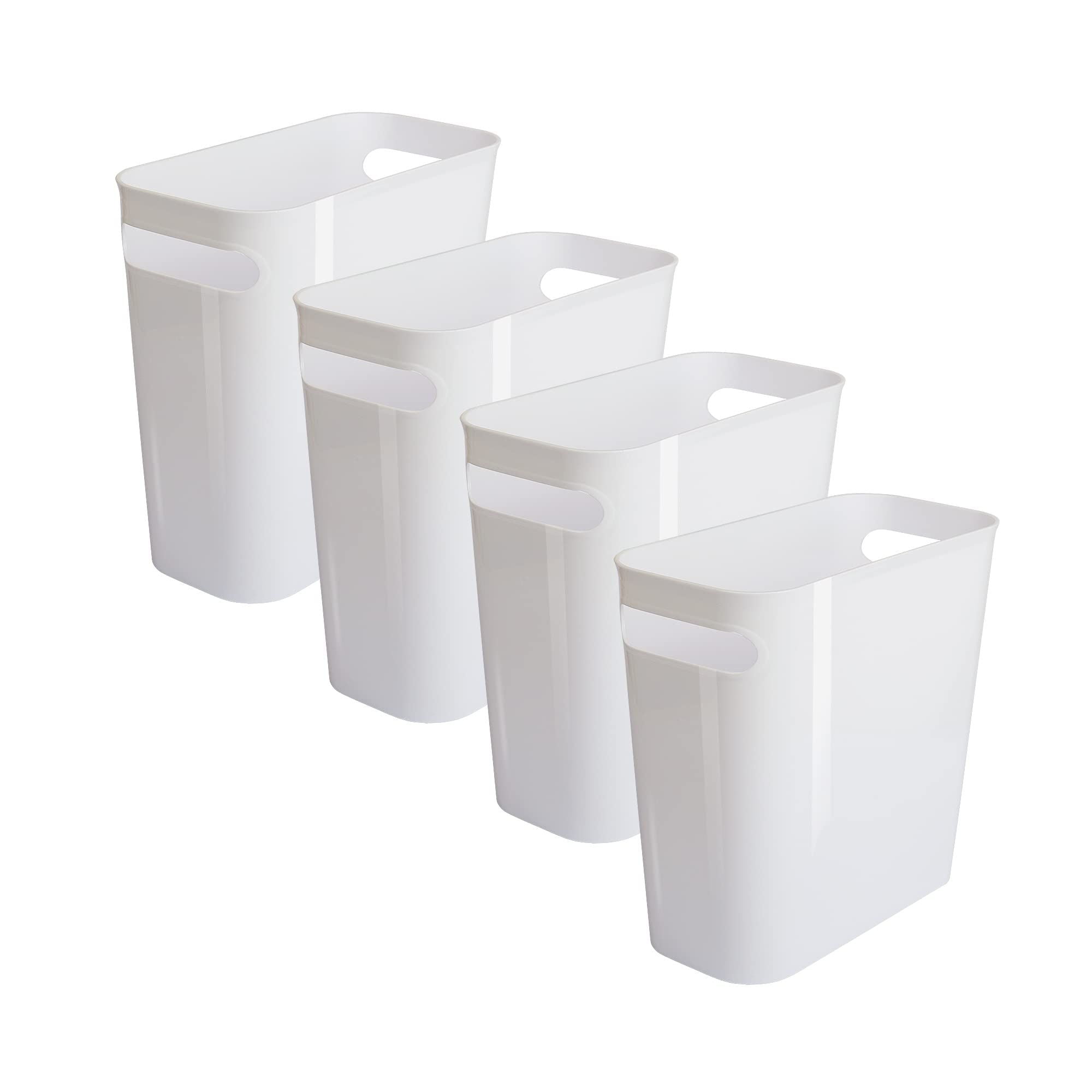 1pc Mini PP Waste Bin, Solid Color White Trash Can For Home And Kitchen