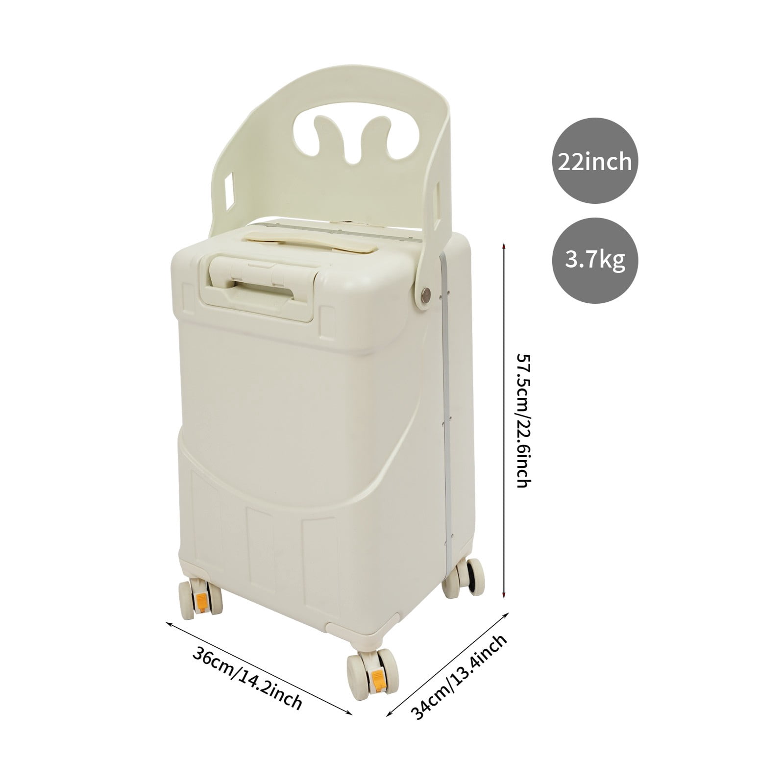 14in Carry on Luggage Hard Shell Suitcases with Laptop Compartment, Rolling Luggage with Access to Central Compartment Hardshell (White)