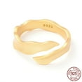 thumbnail image 4 of 1 pc 925 Sterling Silver Matte Cuff Ring Wavy Adjustable Open Ring Promise Ring for Women Golden US Size 5 1/2(16.1mm), 4 of 4