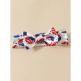 thumbnail image 5 of JYYYBF Baby Girl 4th of July Outfit, Letter Print Short Sleeve Romper Elastic Waist Shorts Bow Headband Toddler Summer Set, 5 of 6
