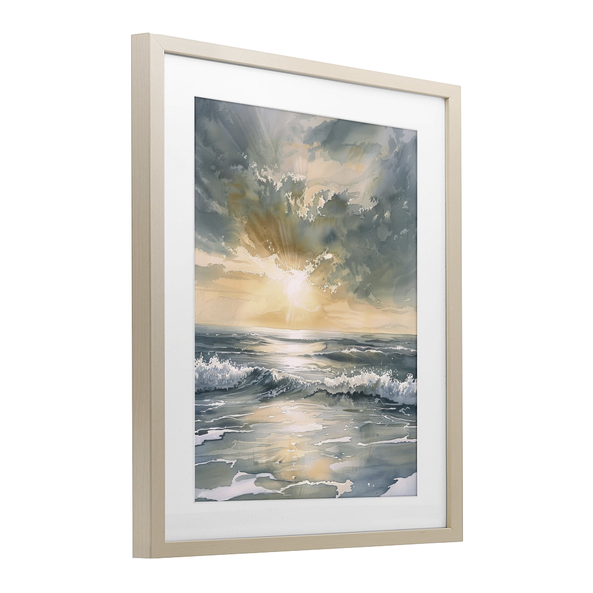Stupell Industries Sunlit Waves Golden Reflection Birch Framed Print Under Glass, design by Petal Prints Design