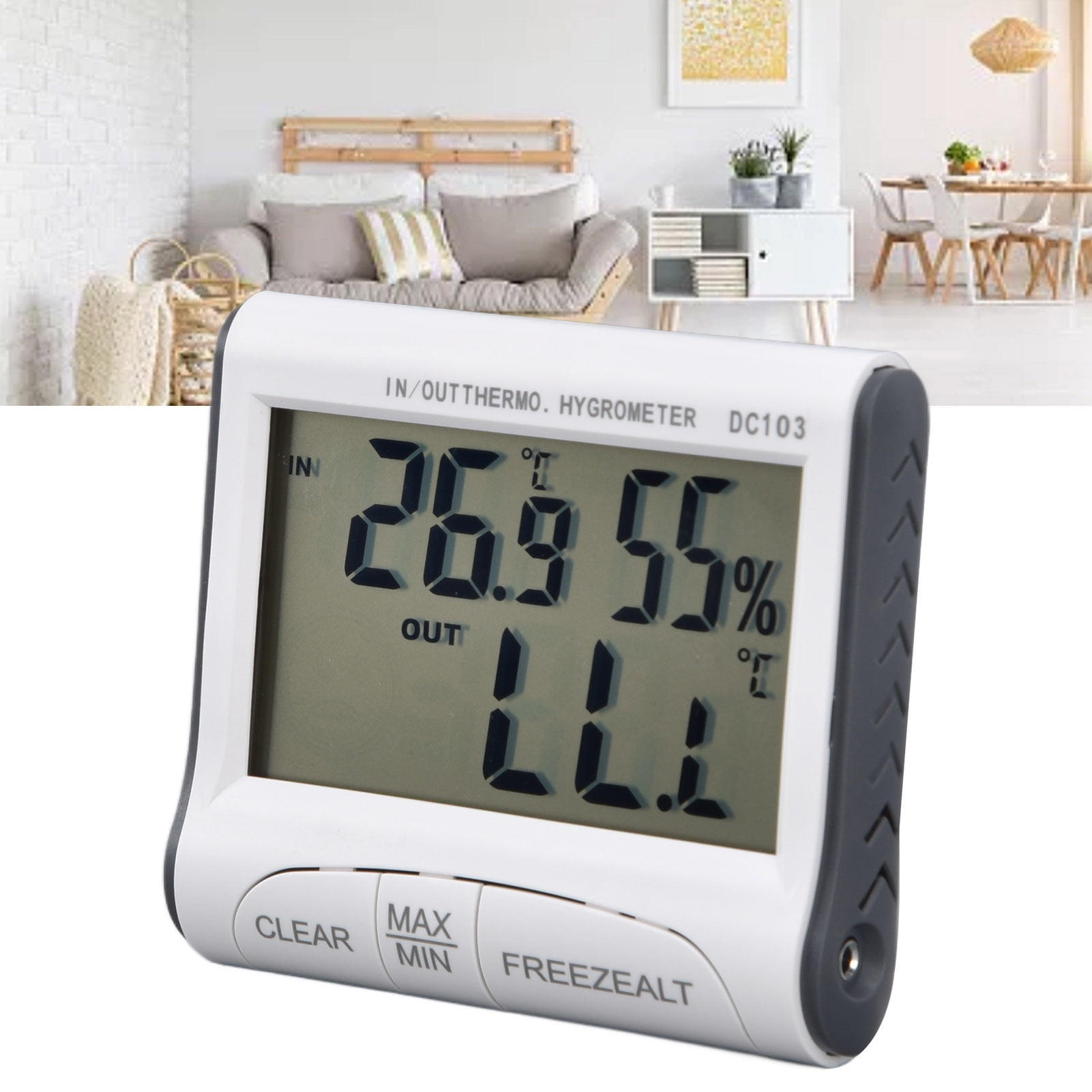 Indoor Thermometer, Dual Screen Display Plastic Material 8x7x1.6cm Humidity Meter Digital Storage Function  For Recording For Measurement