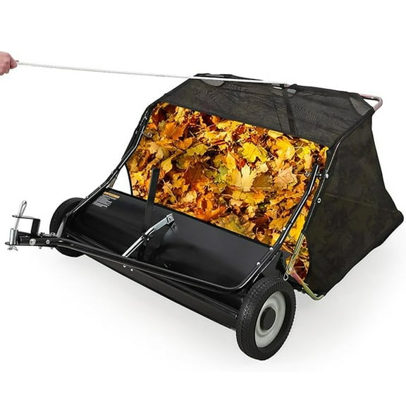 M optimized 42" Tow Behind Lawn Sweeper, Pull Behind Grass Sweeper Leaf Collector with Adjustable Height and Easy Dumping