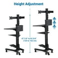 thumbnail image 3 of Yescom Mobile Computer Cart Workstation Dual Monitor on Wheels Adjustable Hospital School Office Black, 3 of 12