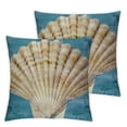 thumbnail image 2 of Acheng Throw Pillow Covers Ocean Sea Shell Starfish Coral Theme with Motivational Inspirational Words Lettering Decorative Sofa Bench Cushion Covers Summer Decor Pillowcases,Set of 2 White, 2 of 6