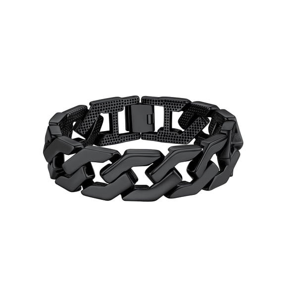 Cadena de eslabones cubanos PROSTEEL Pulsera de 16 mm para hombres acero inoxidable chapado en negro 7.4 pulgadas