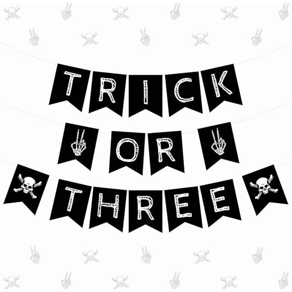 Halloween 3rd Birthday Decorations Trick Or Three Banner Skeleton Hanging Decoration Spooky Skull Third Bday Decors Boo Ghost Bat Halloween Party Decor Pumpkin Spider Web Castle Party Supplies