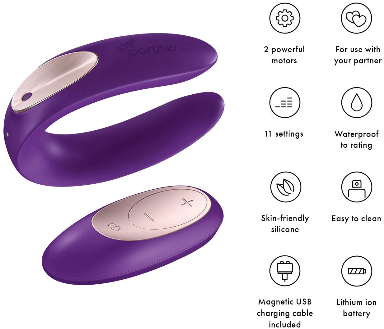 1234px x 1060px - Satisfyer Double Plus Couples Vibrator with Remote Control - G-Spot and  Clitoral Stimulation, Waterproof, Rechargeable - Walmart.com