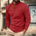 thumbnail image 2 of hotojiny Mens Golf Shirt Vintage Long Sleeve Work Shirts Classic Colorblock Fall Thermal Button Shirt with Pocket, 2 of 7