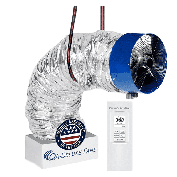 Centric Air QA-Deluxe 5500 CFM R2T Whole House Fan, Energy Efficient & Quiet, Plug & Play 2-Speed Remote w/Temp/Timer, Made in USA