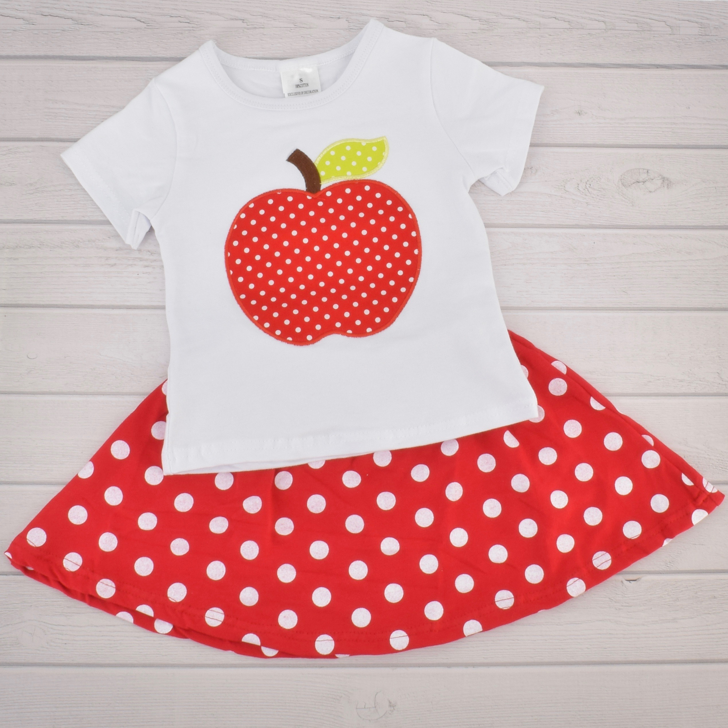 Unique Baby Girls Back to School Apple Skirt Boutique Outfit (4T/M, Red) - image 4 of 4