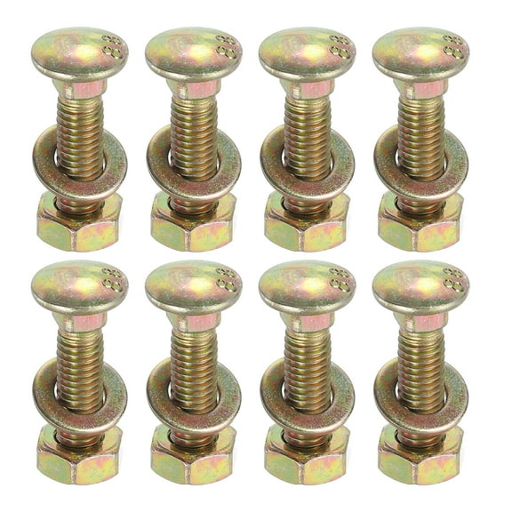 M8 x 30mm Carriage Bolt Kit, 8 Set Carriage Bolts Screws Set Includes Washers and Nuts - Carbon Steel Zinc Plated