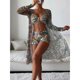 thumbnail image 1 of 3PCS Tropical Bikini De Cintura Alta Tres Piezas Mujeres Sexy Manga Larga Cubierta Traje De Baño 2023 Verano Push Up Beach Ropa De Playa, 1 of 4