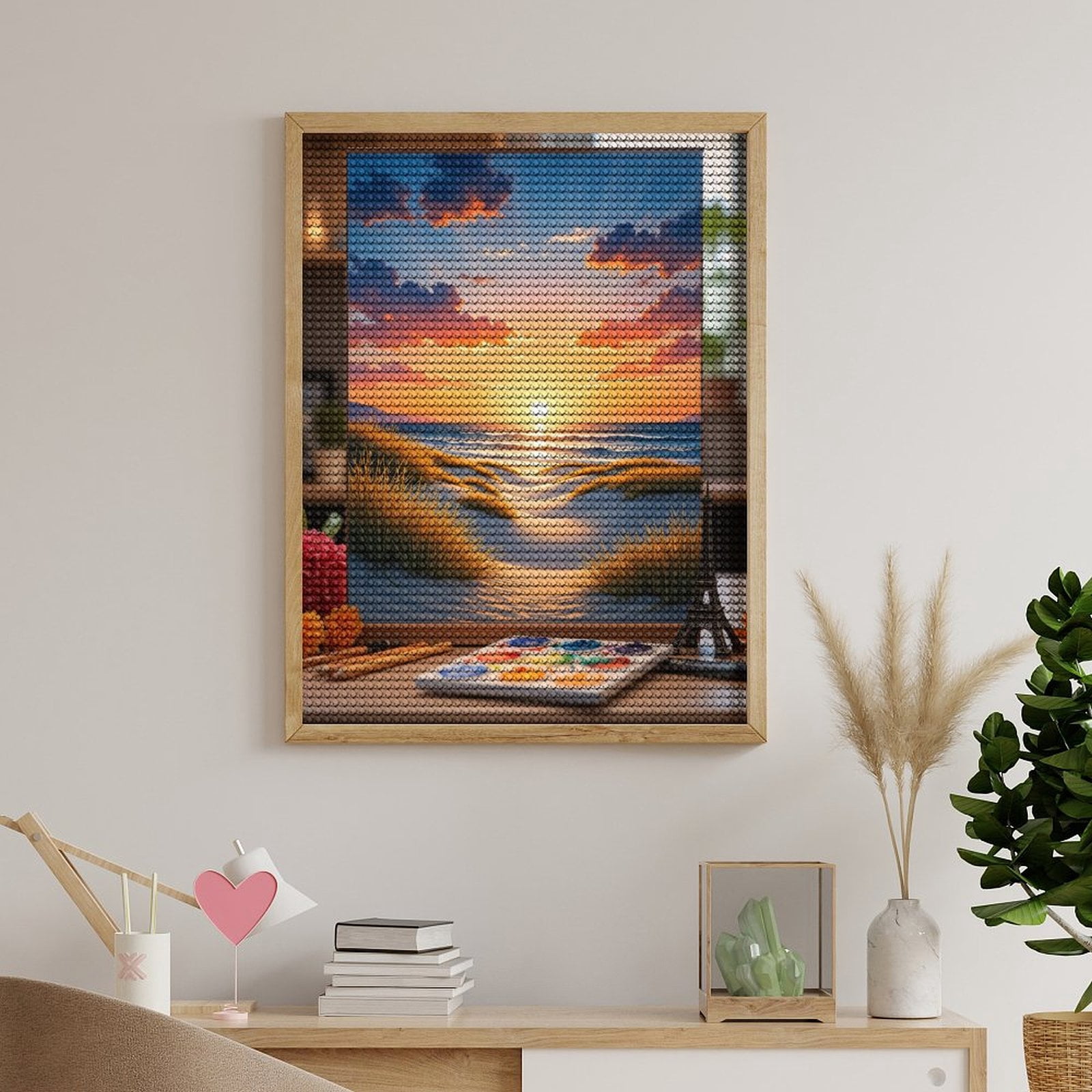 Diamond Art Kits for Adults, Sunset Beach Canvas Art 5D Diamond Painting Kits for Adults Beginners, DIY Full Drill Diamond Painting, Gem Art and Crafts 12x16