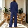 thumbnail image 4 of QSXADF Fall 2 Piece Sweatsuits Women Casual Tracksuit Set Solid Collared Long Sleeve Elastic Waist Pocket Pants Set Daily Women Fall Winter Outfits, 4 of 6