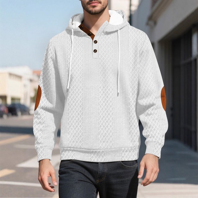 pstuiky camisa de manga larga para hombre, Blusa informal y moderna de color liso con capucha y botones de manga larga para hombre salir tops m