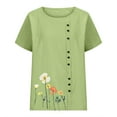 thumbnail image 1 of XMMSWDLA Chemises Mode pour Femmes à Manches 3/4 pour Femmes T-Shirt Blouse Décontractée à Col Rond avec Coutures Fête Vert Hauts de Printemps pour Femmes 2024, 1 of 3