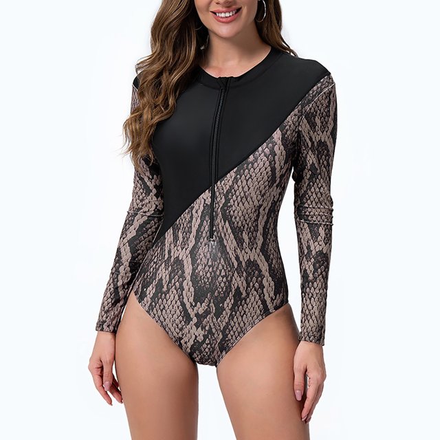 Soki Maillot de Bain une Pièce à Manches Longues avec Fermeture Éclair pour Surf et Plongée