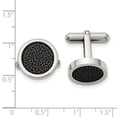 thumbnail image 2 of Chisel Stainless Steel Polished with Black Stoving Varnish Circle Cufflinks, 2 of 2